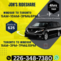 RIDES AVAILABLE   :-:   5AM, 10AM, 3PM, 6PM 》WINDSOR TO TORONTO