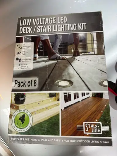 Low voltage LED deck lights. 8 lights in the package