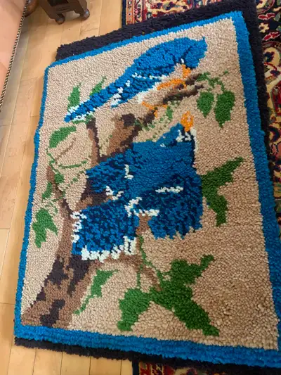 Vintage latch hooked rugs, View more