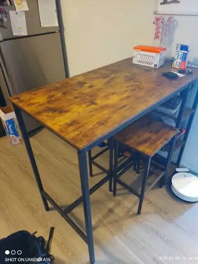 Kitchen table with 2 bar stools, View more