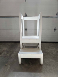 White toddler kitchen helper stool 
