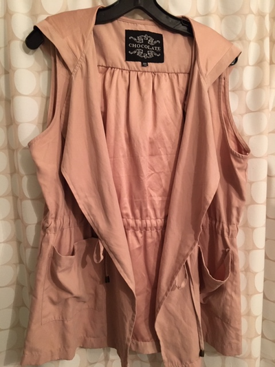 Chocolate vest with hood $20, Medium, peach colour, View more