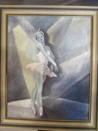 Vintage Oil on Canvas Ballerina  Framed and Signed
