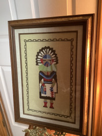 Vtg “Stitchery”of an “Indian Kachina Doll” by Hester in 1983
