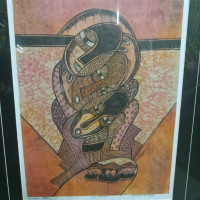 Rare**New, one of a kind Framed  abstract african art 