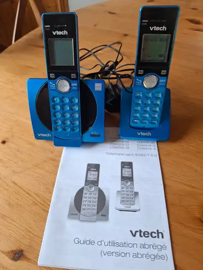 Téléphone VTECH DECT 6.0 sans fil à 2 combinés BLEU, View more