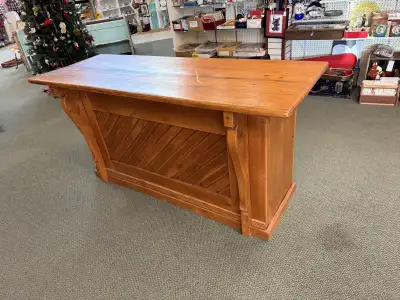 Very nice solid pine counter. Would make an awesome island. Has a few scuffs on the top. Dimensions...