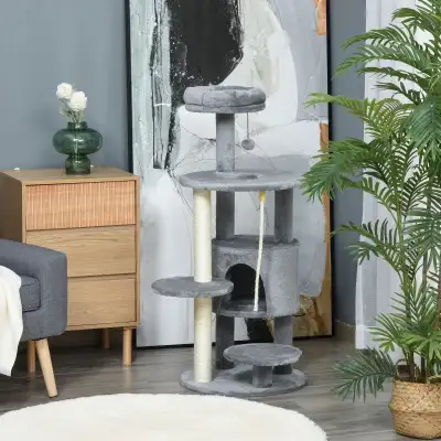 Dark grey 41" Cat Tree Tower  with Condo scratching post, View more