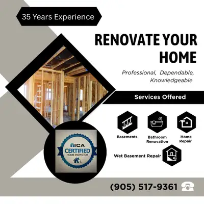 Home Renovations and Wet basement repairs., View more