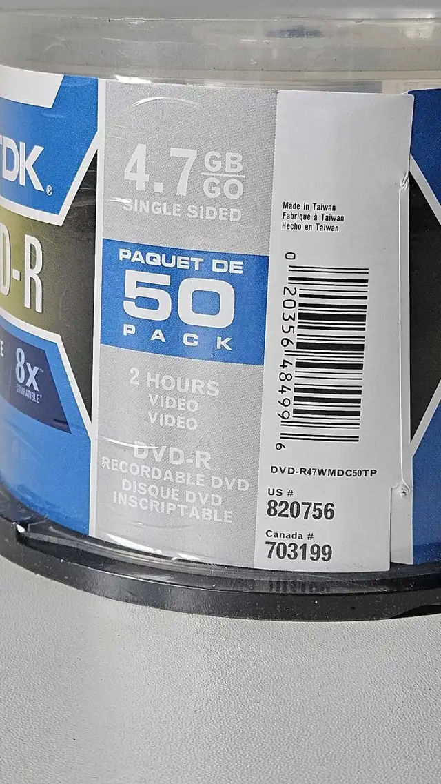 TDK DVD-R PRINT-ON White Matte 4.7 GB 50-Pack Blank Discs in CDs, DVDs & Blu-ray in City of Montréal - Image 3