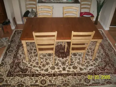 SOLID WOOD DINING TABLE AND 6 CHAIRS, View more