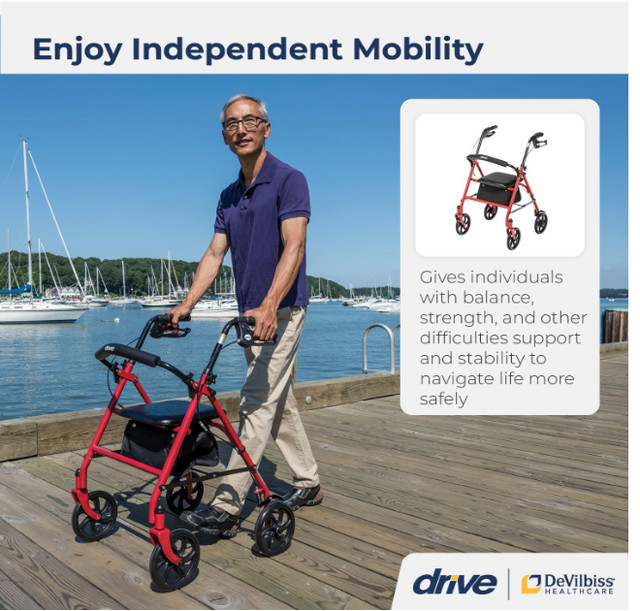 Drive Medical Four Wheel Rollator with Fold Up Removable Back in Health & Special Needs in Calgary - Image 2