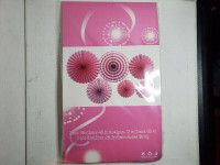 Pink paper fan decorations 6pcs brand new / éventails en papier