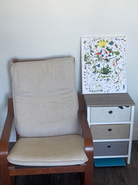 IKEA chair and storage unit 
