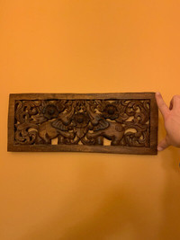 Teak wood hand Carved Elephant wall panel very much piece