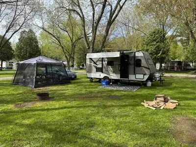 No longer needed but selling a great lite weight trailer ( each axel 3500 lbs) that sleeps 6. Has th...