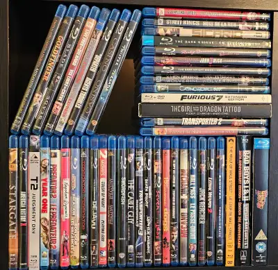 177 blu-rays for sale. Some blu-rays have multiple movies. Various titles and genres. Sorry, no digi...