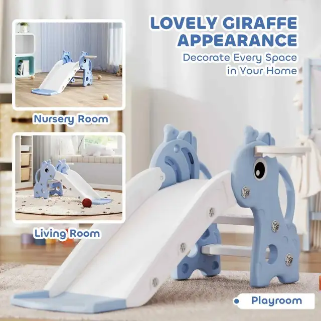 3 in 1 Toddler Slide for Age 1-3. Giraffe Design, Blue in Toys in Markham / York Region - Image 6