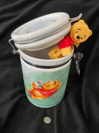 Disney's Winnie The Pooh 8" Latched Ceramic Storage Jar - NEW
