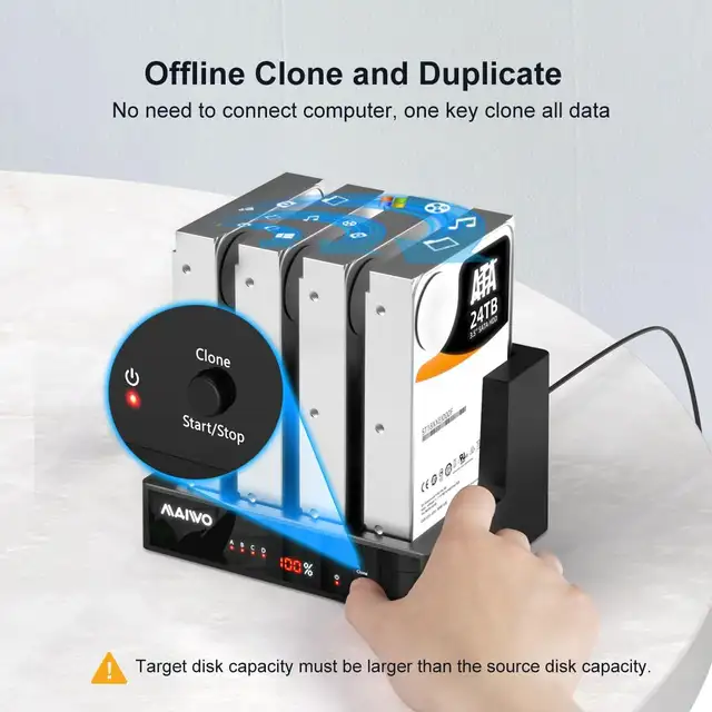 MAIWO 4 Bay Hard Drive Docking Station with Offline Cloning in Laptop Accessories in Hamilton - Image 3