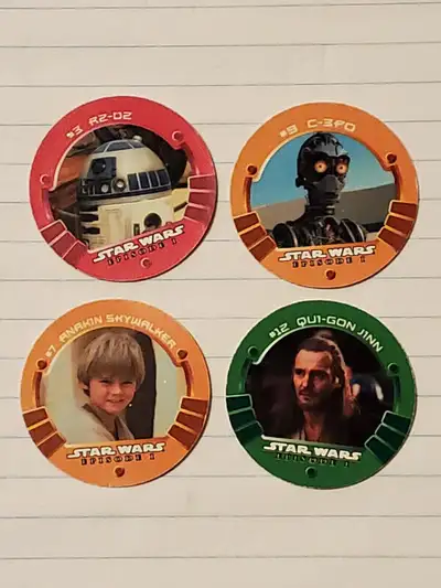 *** STAR WARS MOVIE & WARNER BROTHERS CARTOON POGS / COINS, View more