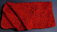 New rich mahogany-red 45 x 45-inch hand-crochet afghan blanket