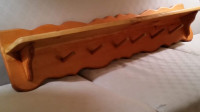 SOLID Pine Wood Wall-Mounted Coat Rack & Shelf