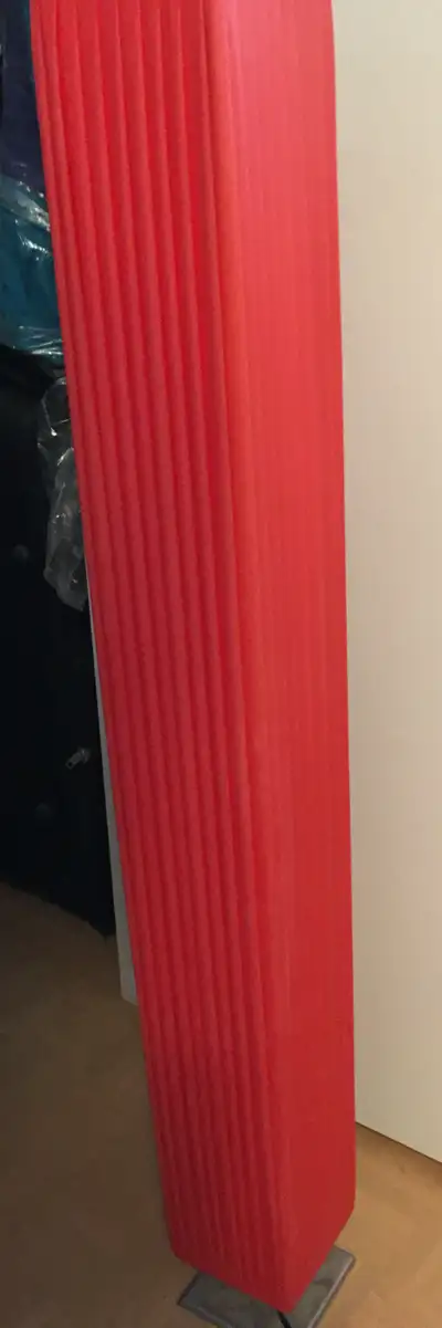 Modern Red Pleated Column Floor Lamp - 2-Bulb Minimalist Accent, View more