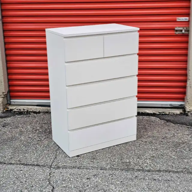 Delivery Available: White Malm.6 Drawer Dresser 