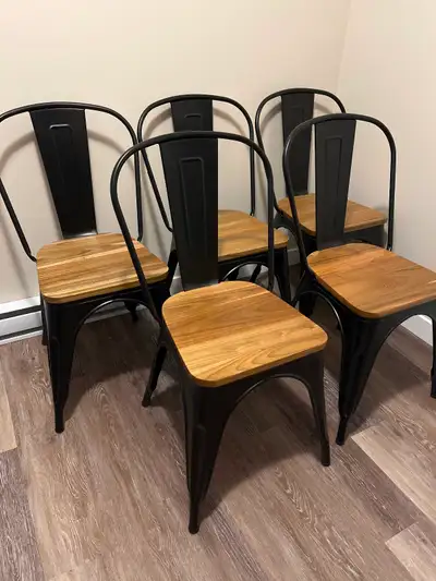 Dining chair set 5 Metal and wood, View more