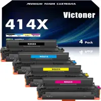 NEW: High Yield Toner Cartridges for HP 414X 414A, 4 Pack