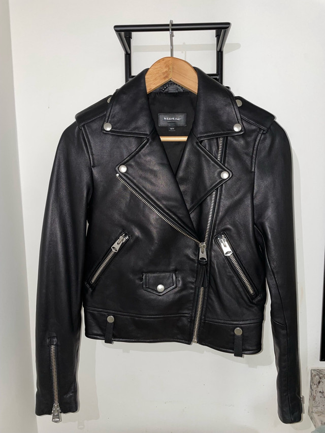 DROP Women’s Mackage Leather Baya(R) Biker Jacket Lamb XS OBO  in Women's - Tops & Outerwear in Edmonton