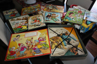 9 Vintage Puzzles - Disney, Santa, Donald Duck, Children + more