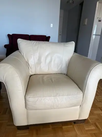 Cream Leather Sofa Set - $150, View more