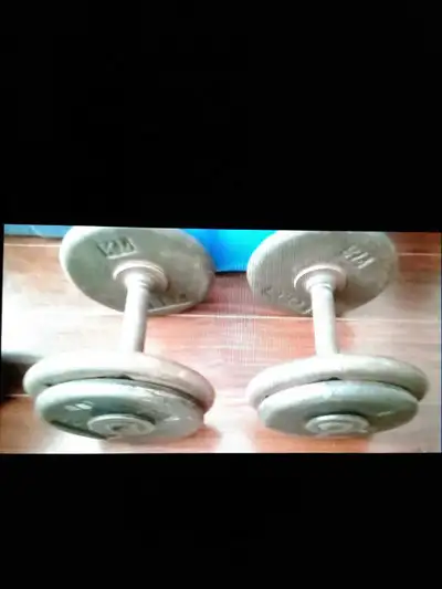 Welded metal dumbbells: 2x 25 pounds for $50 total , View more