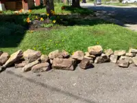 Cast concrete garden edging rocks