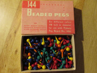 Milton Bradley BEADED WOOD PEGS Vintage Board Game USA