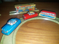 Technofix tin wind up cars and track