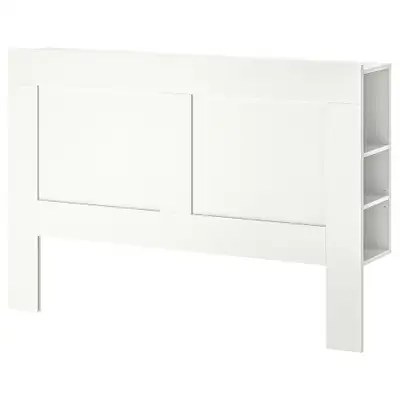 Headboard with storage compartment, white, Full/Double. Was purchased at IKEA. Smoke free home. Inbo...