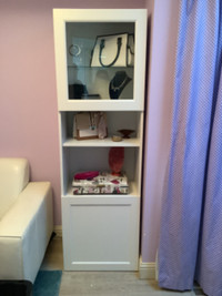 IKEA Bookshelf Cabinet (2 doors, 4 solid shelves, 1 glass shelf)