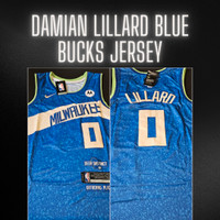 Damian Lillard Blue Bucks Jersey Med & Large