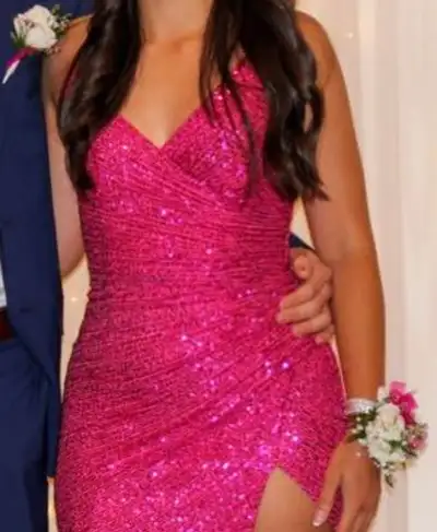 Prom Dress Hot Pink Sequined, View more