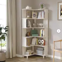 White Geometric Corner Bookcase / Shelf