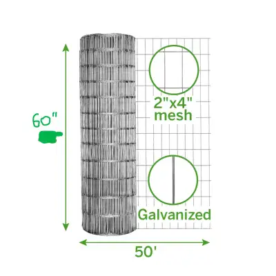 Tree Island Metal Rolled Fencing  - 60" x 50', 4" x 2" Openings, View more