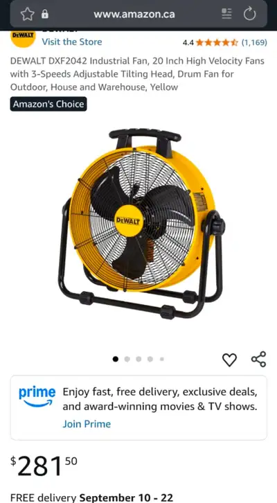 Dewalt 20inc industrial fan, View more