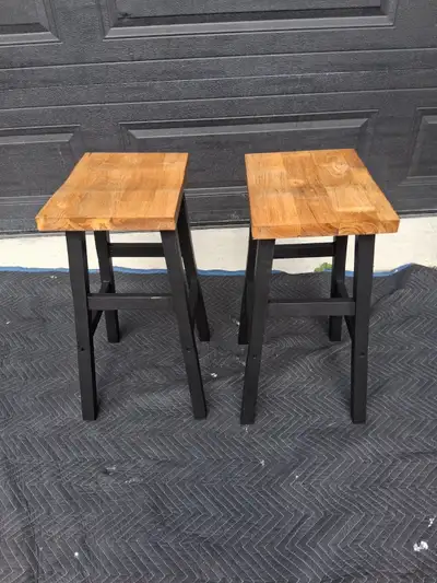 2 tabourets comptoir bois massif – pattes noires, 26 po de haut, View more
