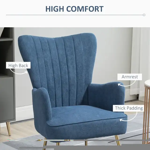 Velvet Accent Chairs, Modern Living Room Chair, Tall Back Leisur in Chairs & Recliners in Markham / York Region - Image 9