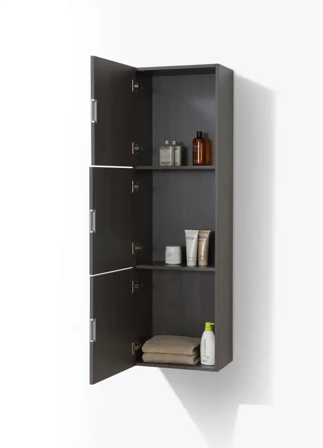 59" Grey Oak/Nature Wood Wall-Mounted Floating Bathroom Vanity S in Cabinets & Countertops in Calgary - Image 6