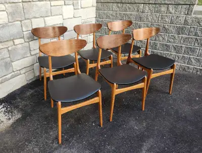 MID-CENTURY 1960'S WALNUT SET OF 6 DINING CHAIRS $175each x 6, View more
