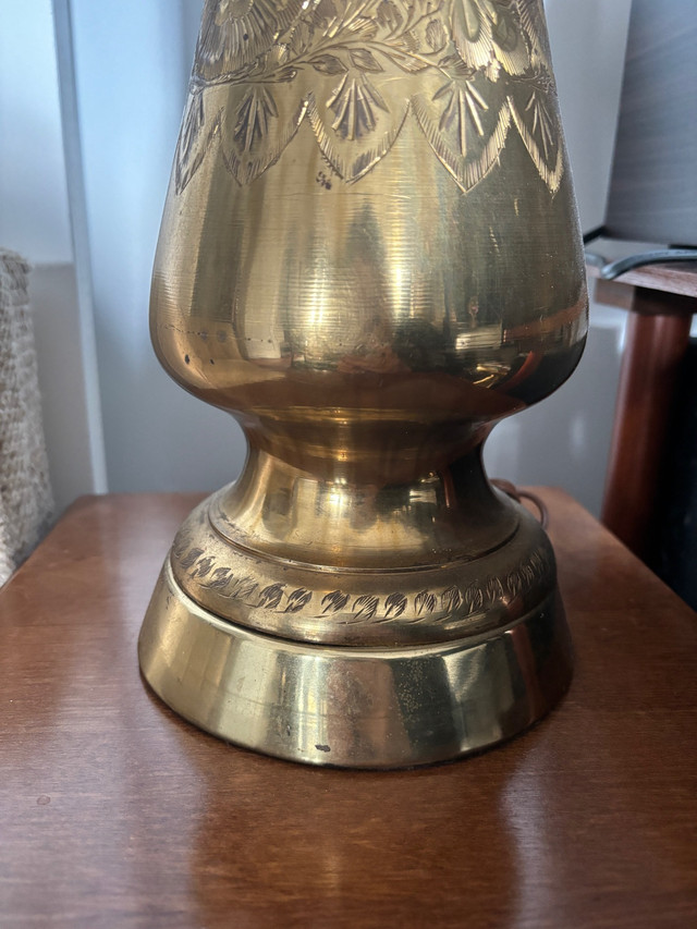 Extra Large Vintage Etched Brass Lamp in Indoor Lighting & Fans in Hamilton - Image 3